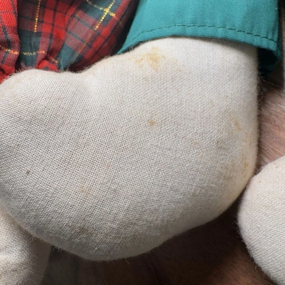 Vintage Cotton‎ Christmas Bunny Dolls Boy Girl Plaid Outfit 17